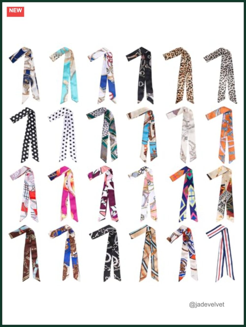 24 Pcs Narrow Satin Scarves for Handbags Hair Accessories Women